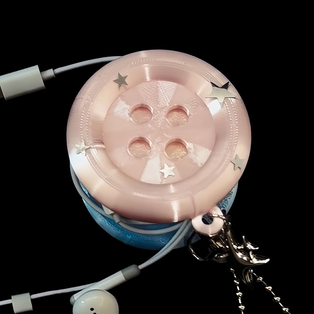 Cable Winder Keychain - 귀여운 케이블 정리 버튼 이어폰 케이블