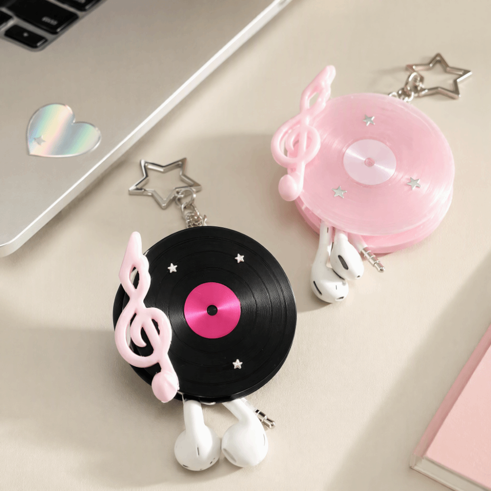 Cable Winder Keychain - Y2K 비닐 레코드 키체인 한국 일본