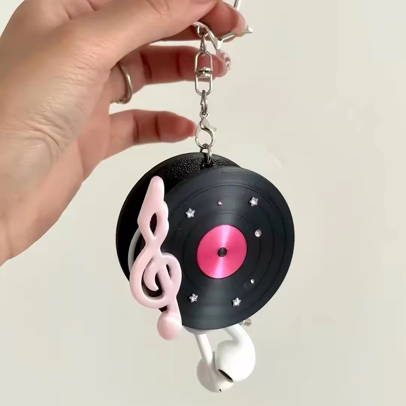Cable Winder Keychain - 한국 레트로 비닐 레코드 헤드폰 케이블