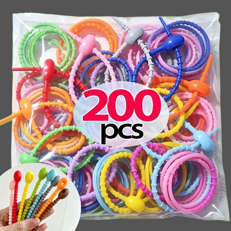 Cable Winder Keychain - 10/200Pcs 실리콘 케이블 타이 멀티 컬러