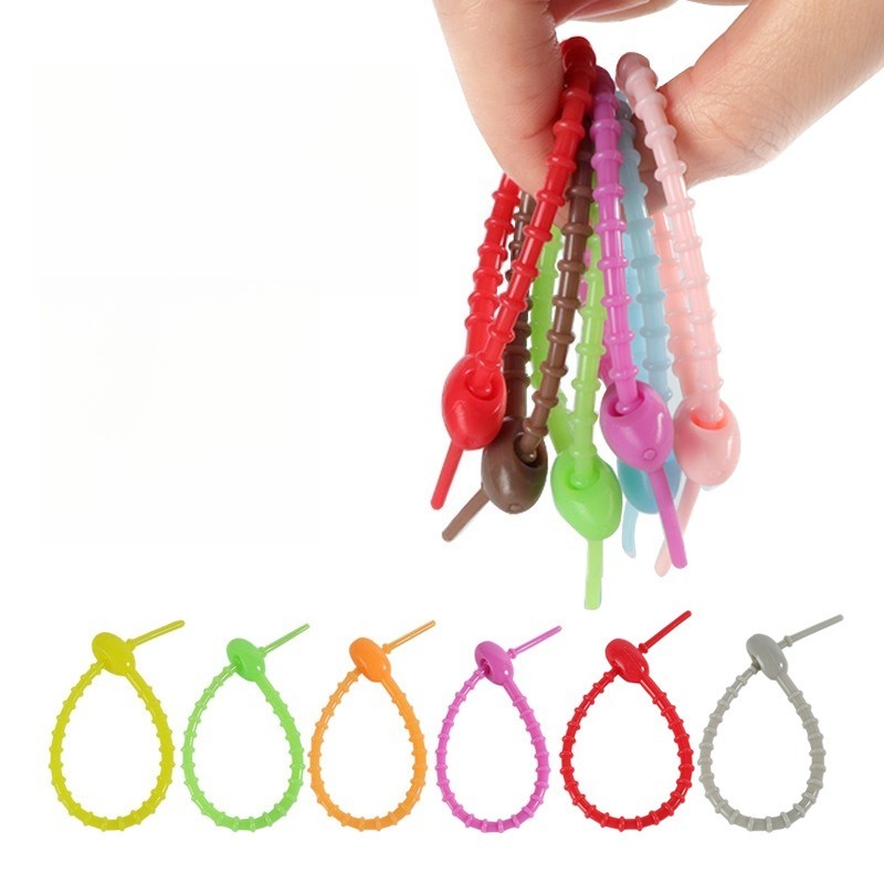 Cable Winder Keychain - 랜덤 컬러 5개 다기능 실리콘 바인딩