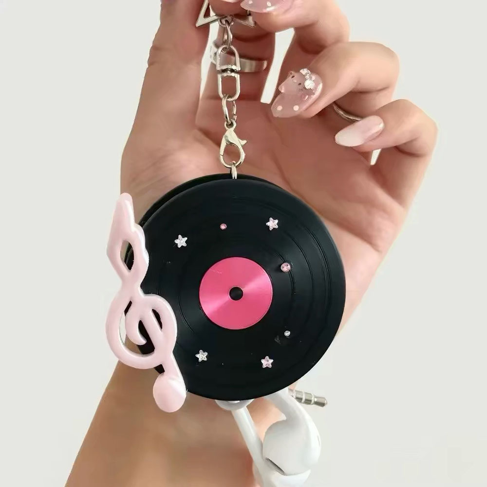 Cable Winder Keychain - 귀여운 비닐 레코드 케이블 와인더, 별