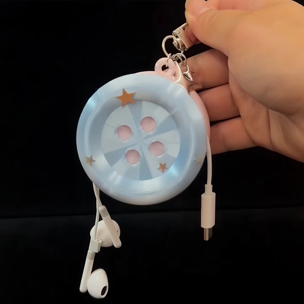 레트로 Y2K 엑스트라 라지 버튼 이어폰 케이블 와인더 - Cable Winder Keychain 리뷰 및 가격