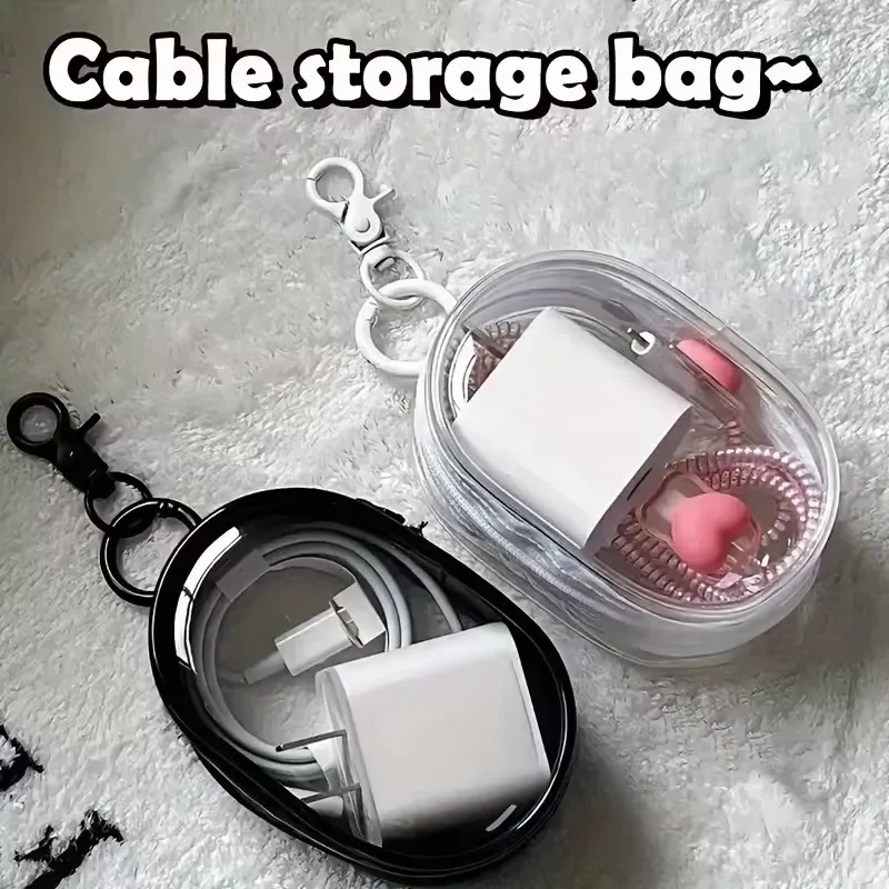 휴대용 미니 투명 지퍼 수납백 - 이어폰, 충전기 등을 - Cable Winder Keychain 리뷰 및 가격